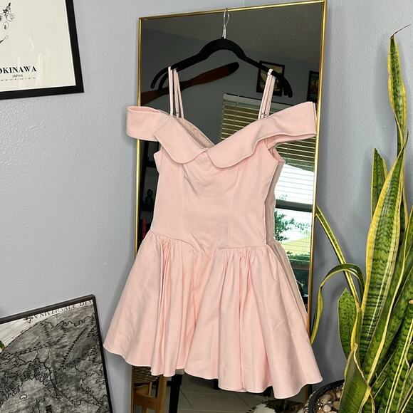 House of CB 'Elida' Ballerina Pink Off Shoulder Mini Dress NWOT - Picture 6 of 7